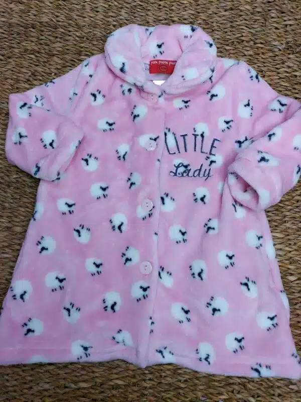 BATIN BATA BEBE NIÑA INVIERNO CALENTITA SUAVE OVEJITA ROSA LITTLE LADY ROPA DE CASA INFANTIL