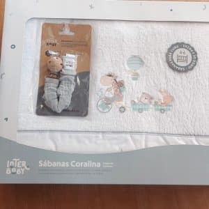 Sabanas Cuna Calentitas Invierno Coralina juego 3 piezas INTERBABY Jirafa 30202-13