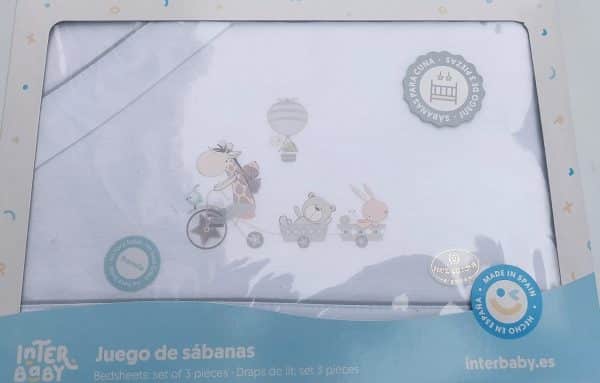 Sabanas FRANELA juego 3 Tres piezas Cuna calentitas invierno 60 x 120 InterBaby 30110-18 Bl/Gris  ALGODON