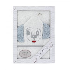 Toalla Capa de Baño con Capucha 1m x1m LILIPOSAS mod 1114 Perro Gris Bebe niñoa