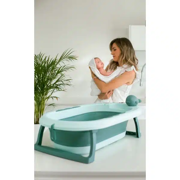 Capa-toalla de-baño-delantal-nido-de-abeja-verde-de-interbaby. 1m x1m bebe niñoa 01243 - Imagen 2