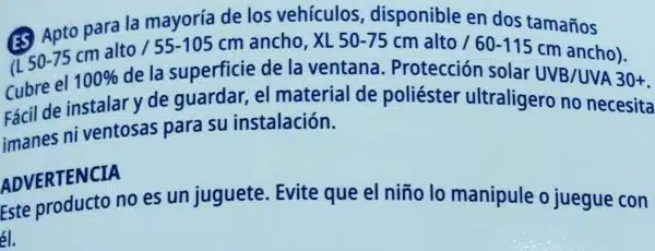 Parasol JANE para el cristal de la puerta del coche Talla xl ancho 55 a 105 alto 50 a 75 modelo 50324 Negro